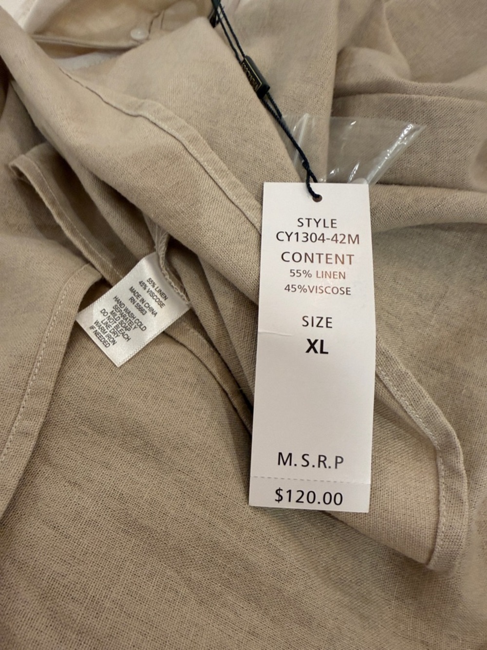 For Cynthia Dress Midi Sleeveless Linen Blend Dress Tan / Beige | Size XL - Picture 6 of 6